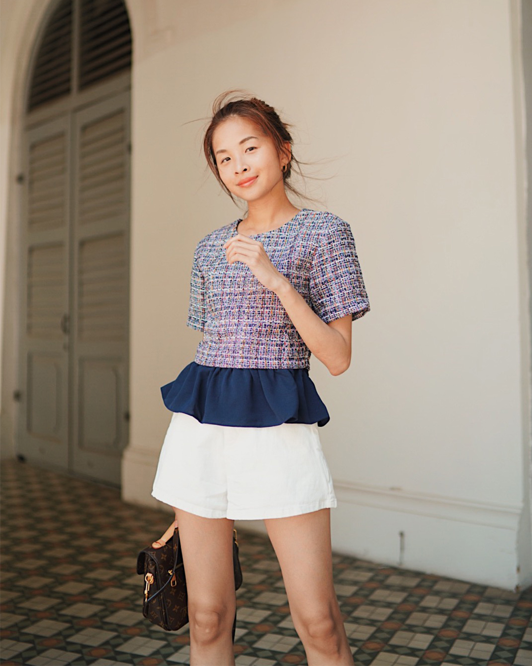 Tweed peplum hot sale top